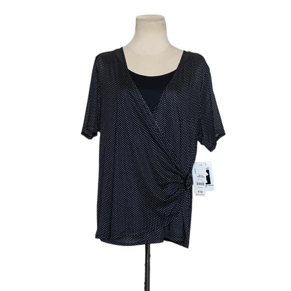 George black polka dots short sleeves faux wrap blouse size 2X - Picture 8 of 9
